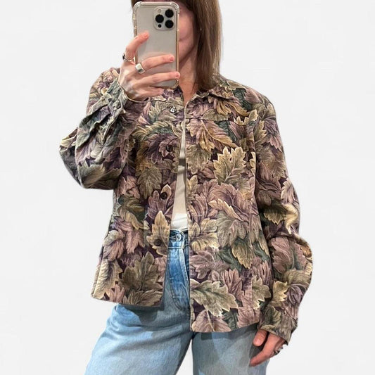 Vintage 90’s Leaf Print Denim Jacket