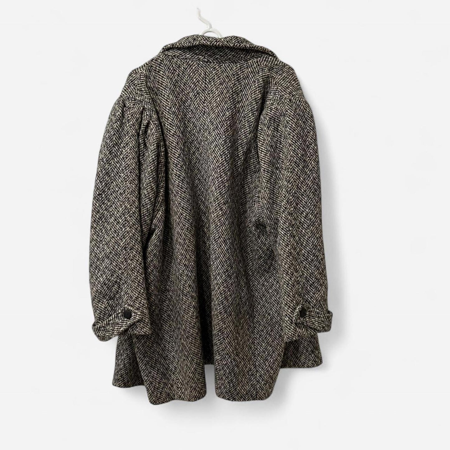 Vintage 90’s Herringbone Wool Blend Overcoat – Oversized Grandpa Coat
