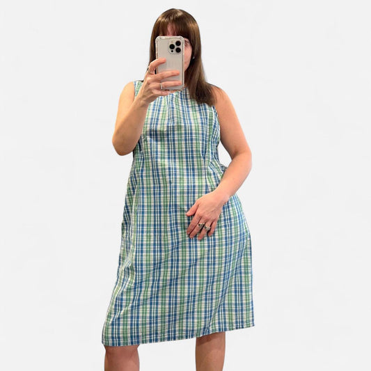 Vintage 90s Cotton Plaid Shift Dress