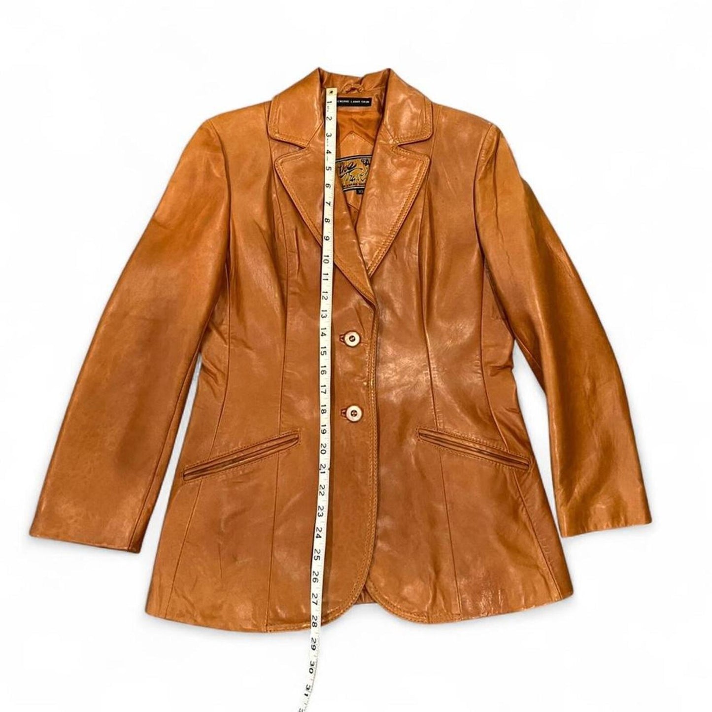 Vintage 90’s cognac leather blazer jacket