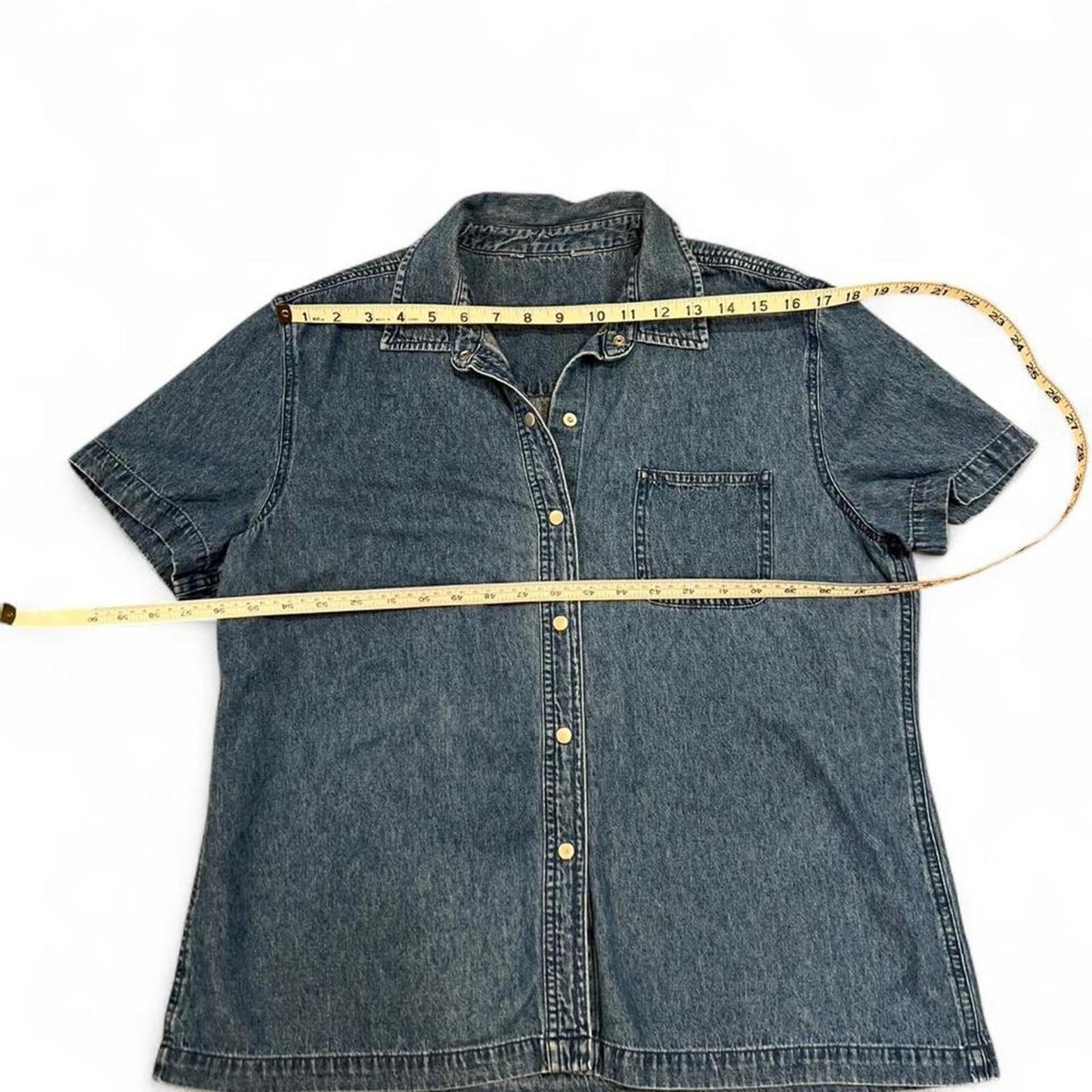 Y2K Denim Button Up Shirt Short Sleeve Oversized