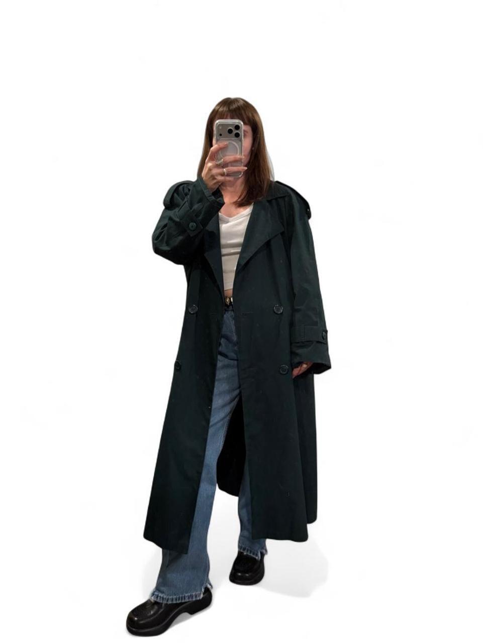 Vintage Dark Green Oversized Maxi Trench Coat