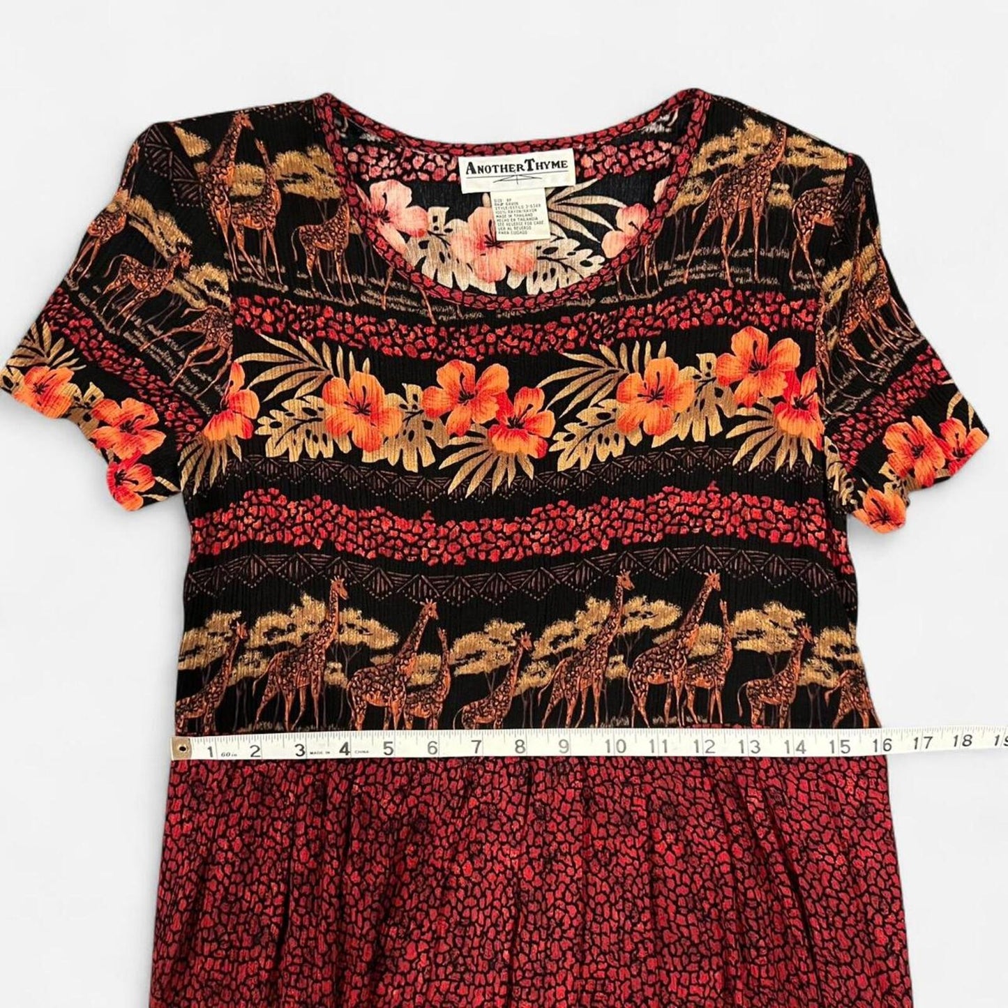 Vintage Safari Print Midi Dress Giraffe Animal Print 90s Grunge