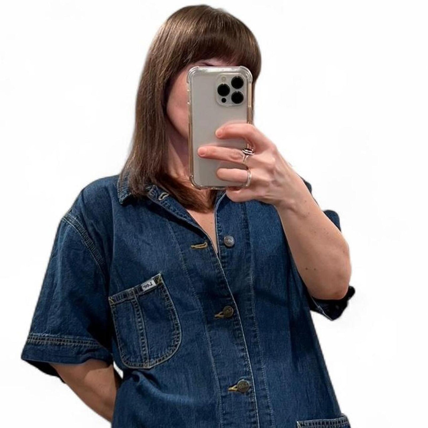 Vintage Lee Denim Button Up Dress Workwear Style