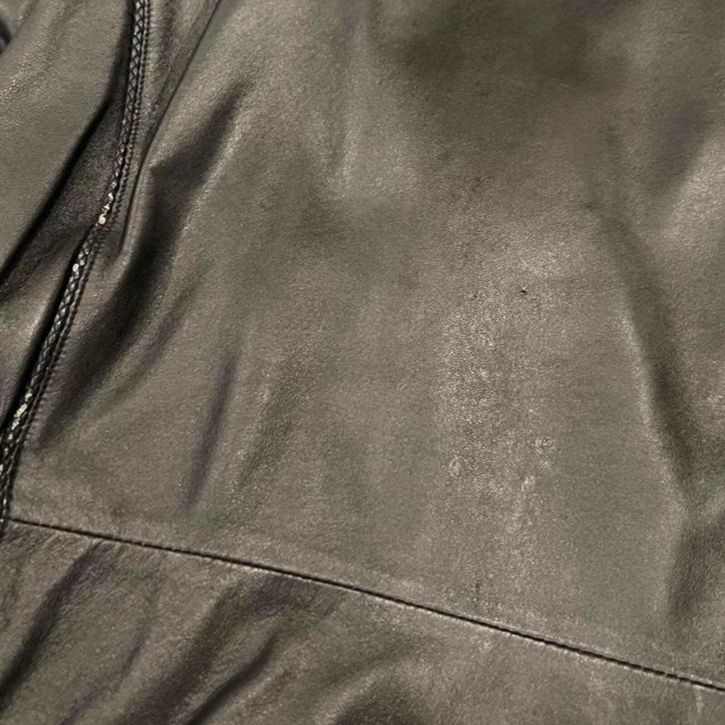 Vintage Black Leather Moto Jacket Oversized 90s Biker Coat XXL