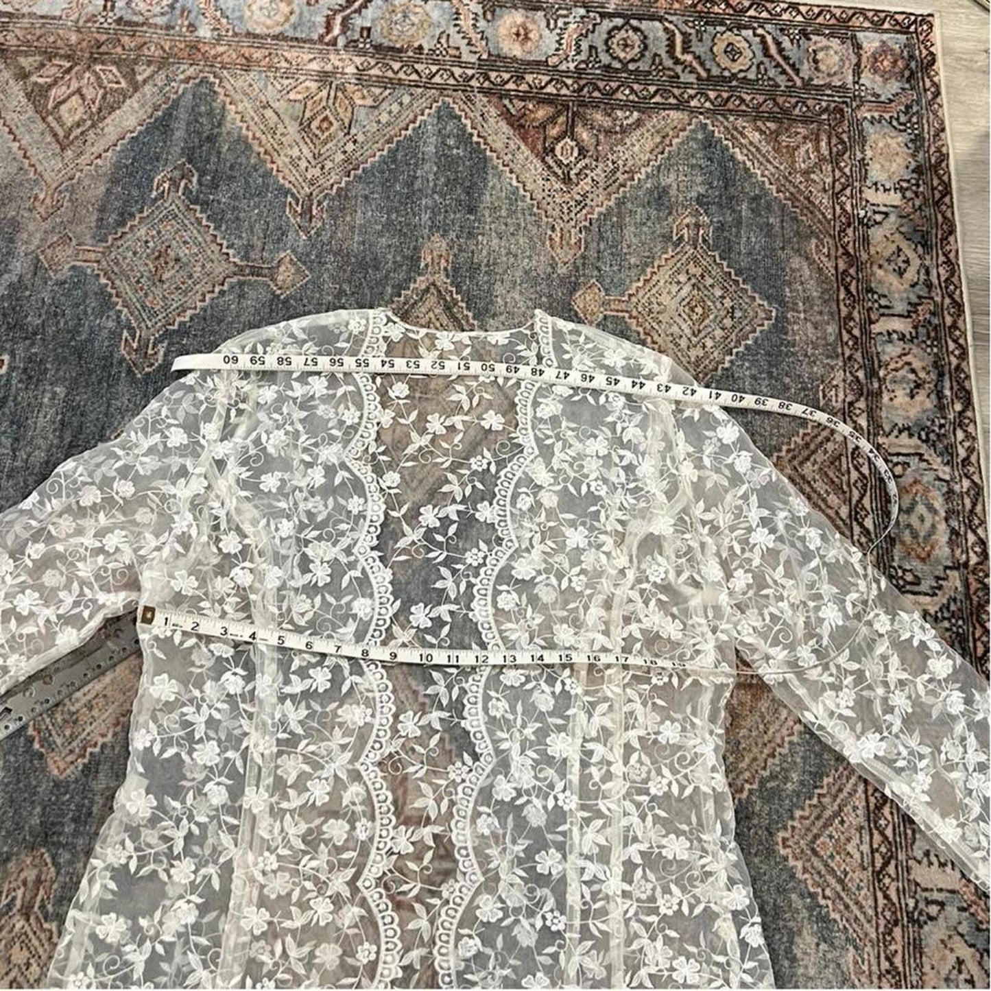 Vintage Sheer Floral Lace Cardigan Cover Up