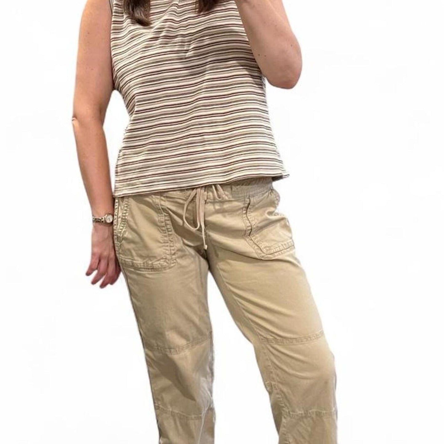 Y2K Abercrombie & Fitch Capri Cargo Pants Beige Utility Cropped Size 6