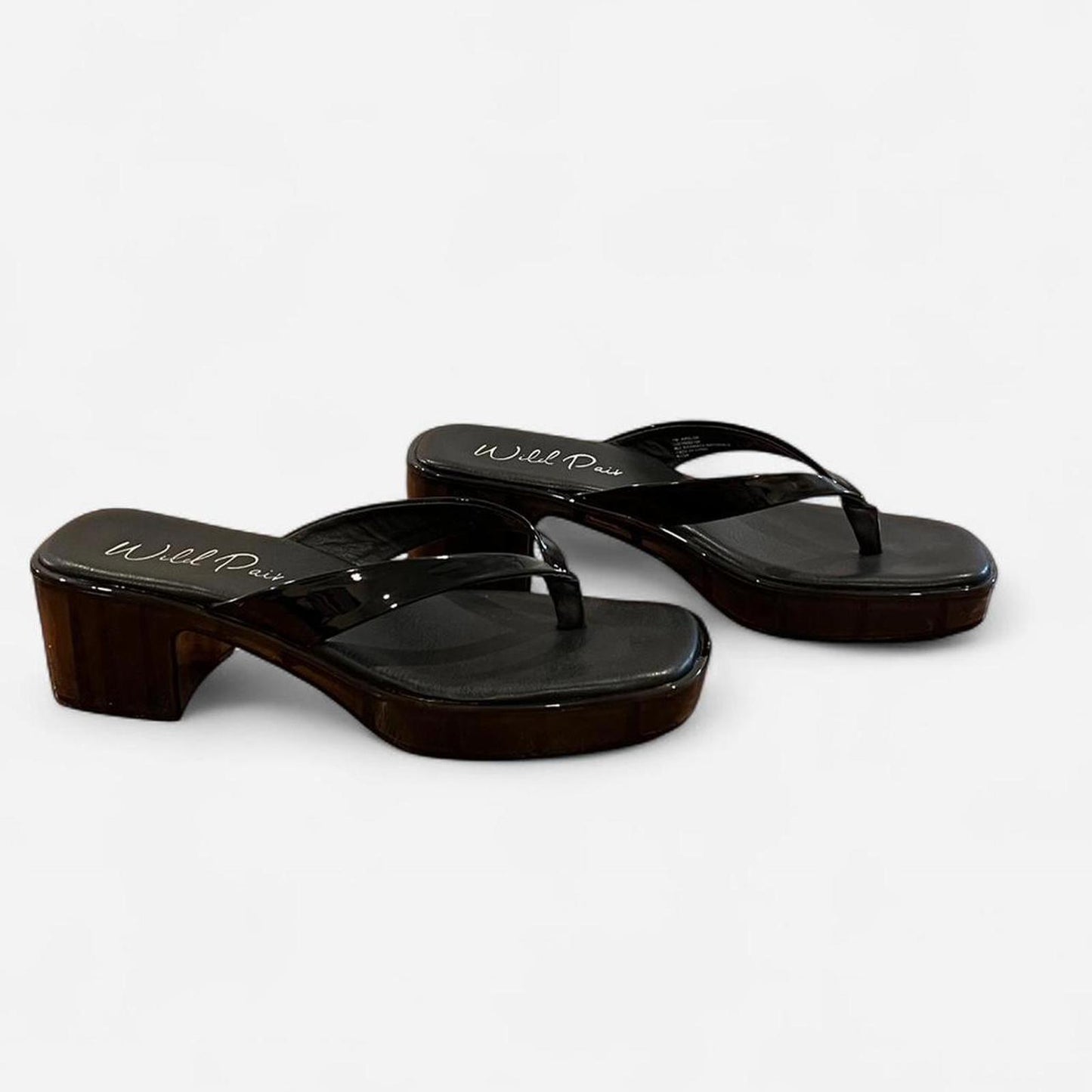 Y2K Black Platform Flip Flop Heels Size 7
