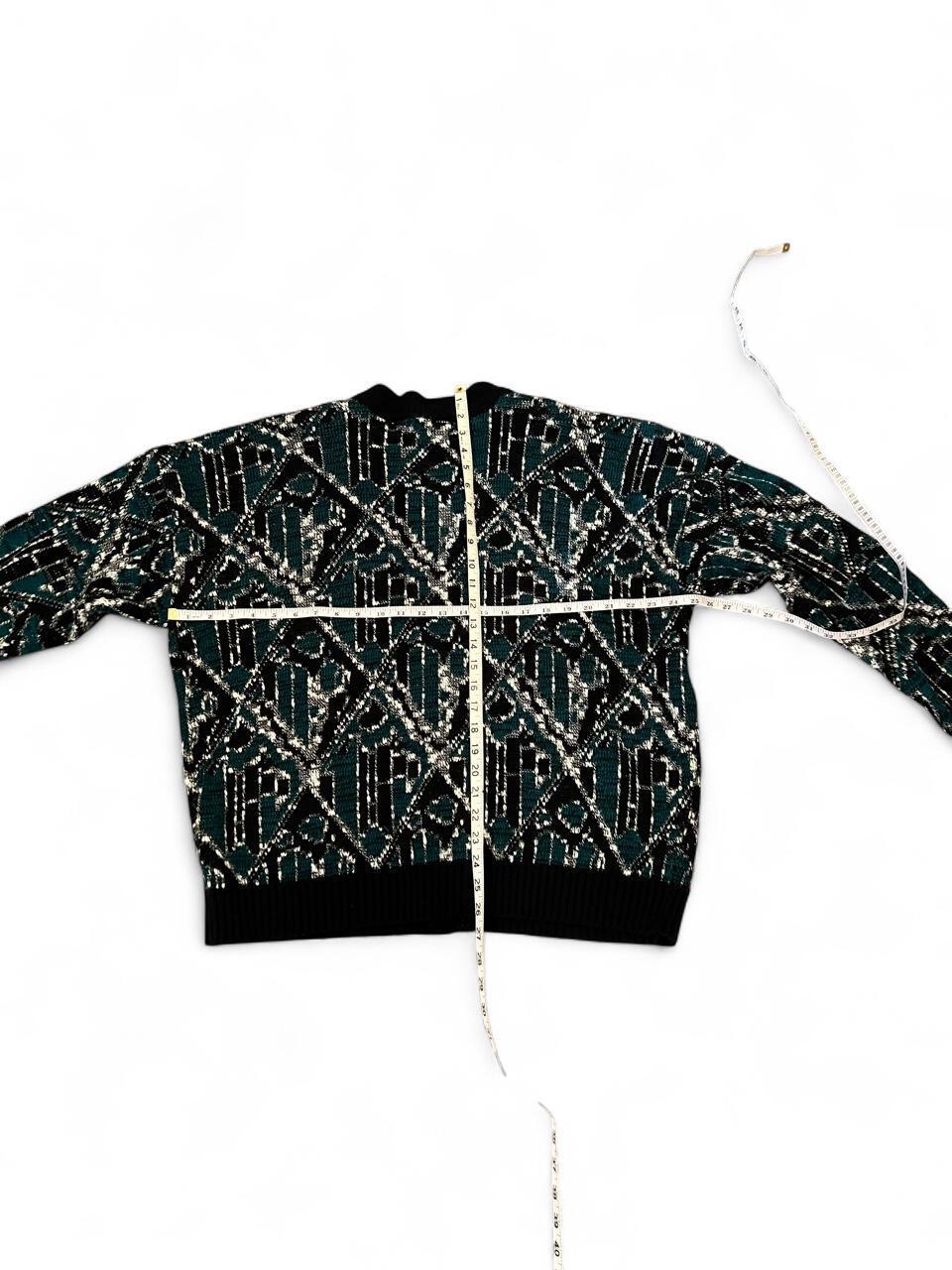 Vintage 90s Abstract Knit Grandpa Cardigan Oversized XL