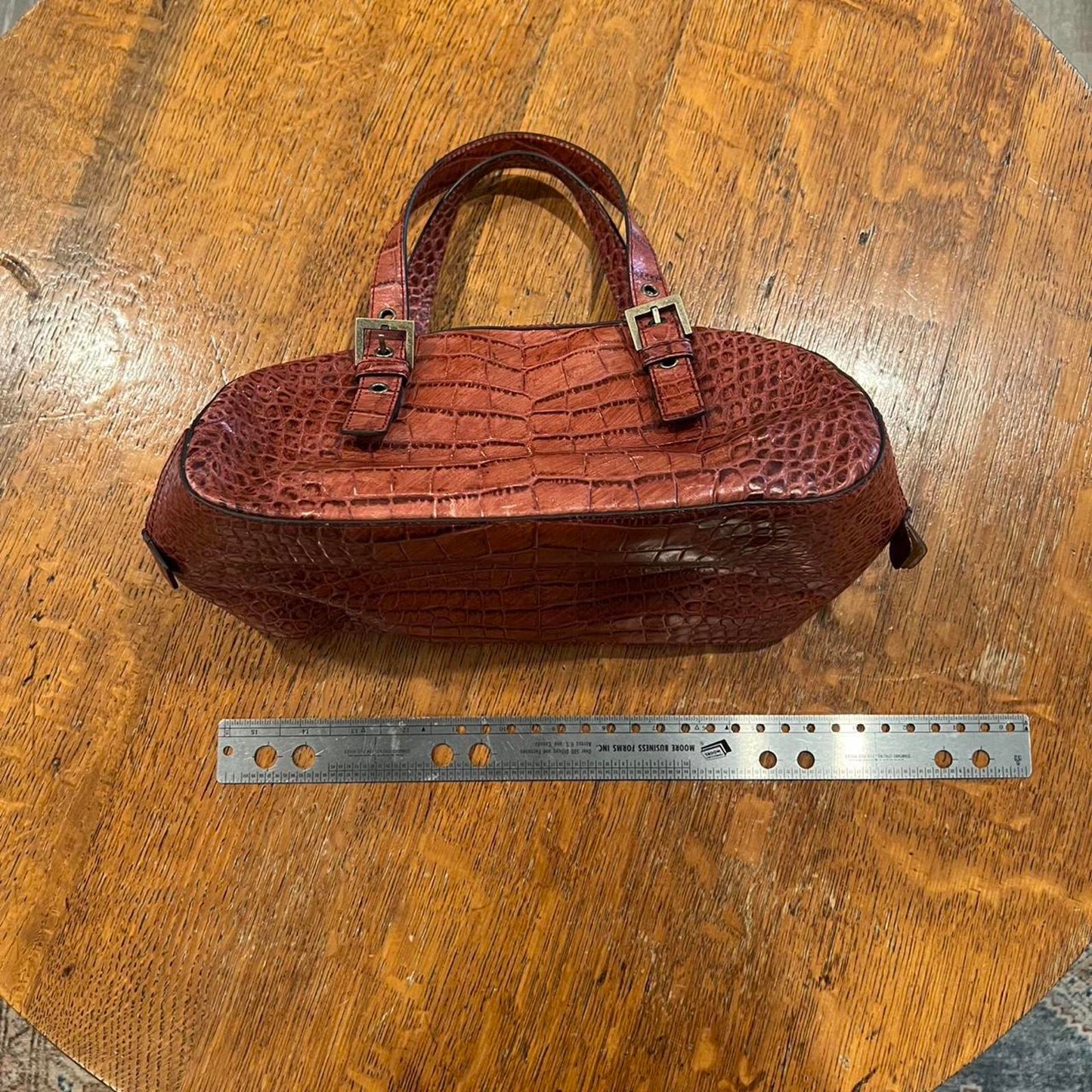 Vintage 2000s Croc Embossed Leather Satchel