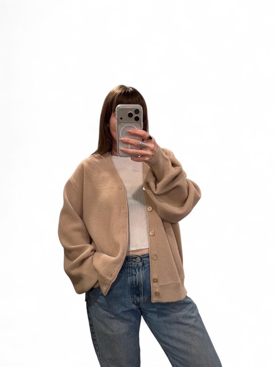 Vintage 90’s Oversized Camel Grandpa Cardigan