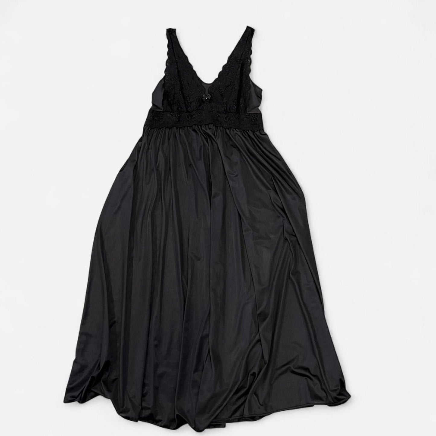 Romantic Vintage Black Lace Slip Dress Maxi 90s