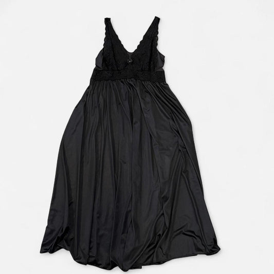 Romantic Vintage Black Lace Slip Dress Maxi 90s