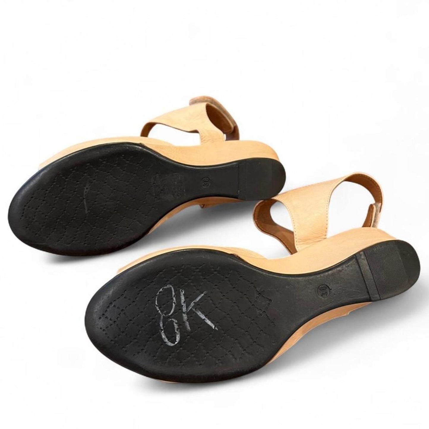 Vintage Minimal Leather Wedge Sandals