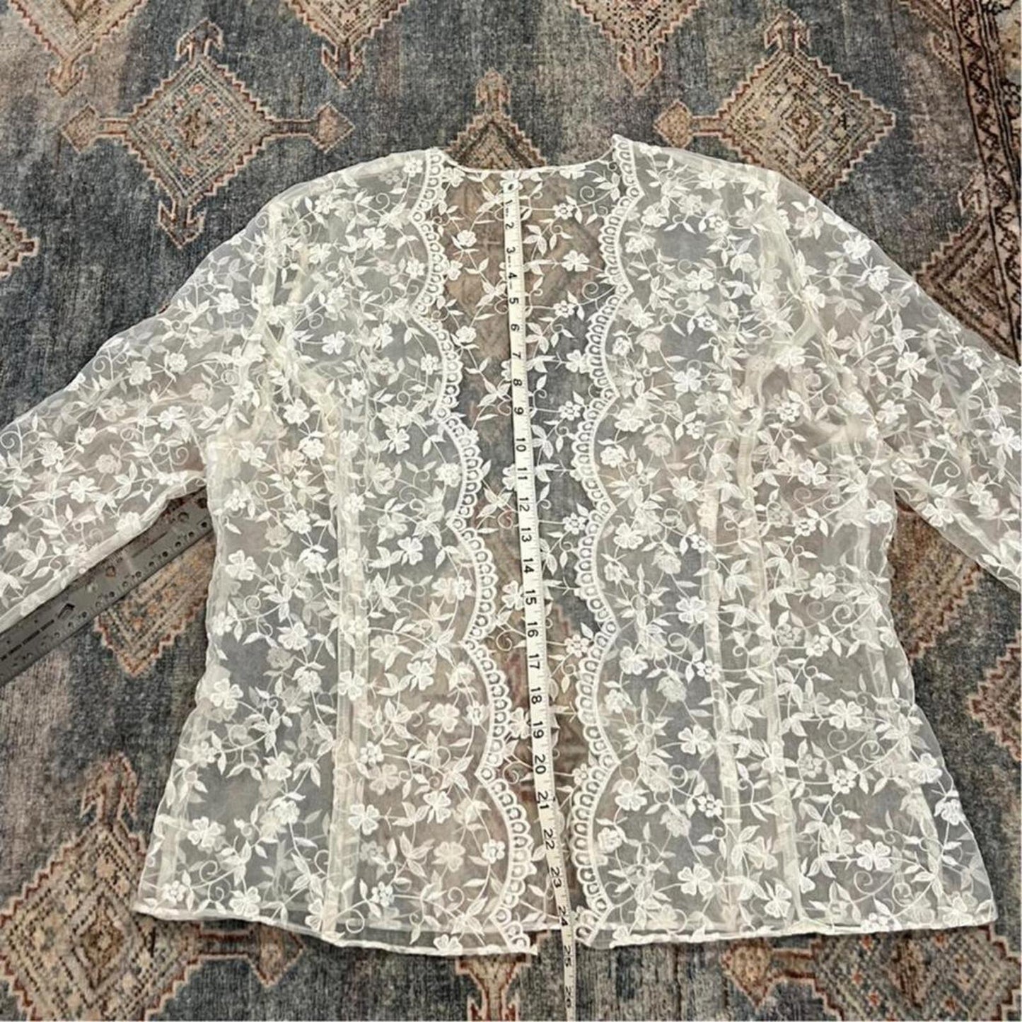 Vintage Sheer Floral Lace Cardigan Cover Up