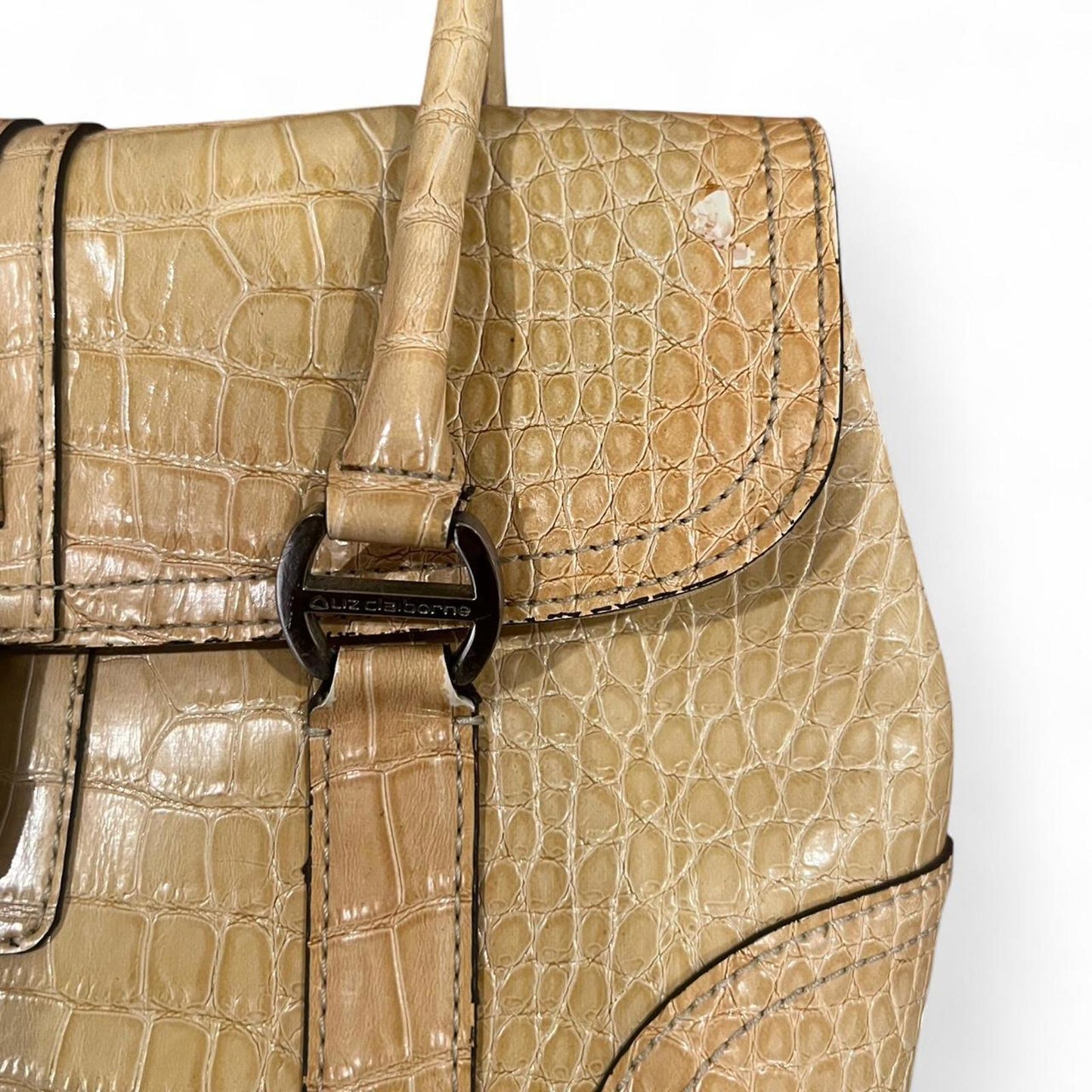 Y2K Vintage Yellow Croc Embossed Shoulder Bag