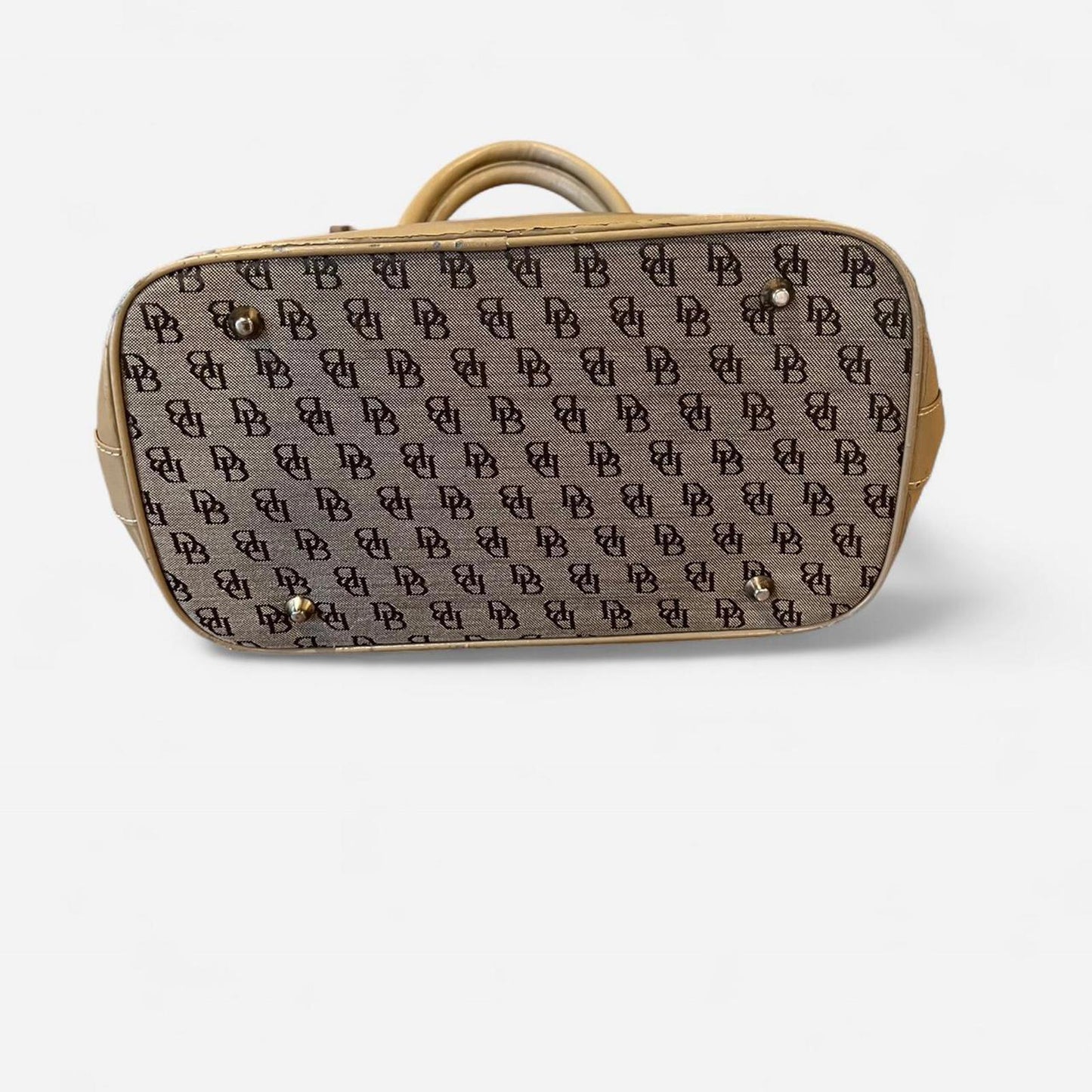 Vintage Dooney & Bourke Monogram Satchel Tan DB Logo Y2K