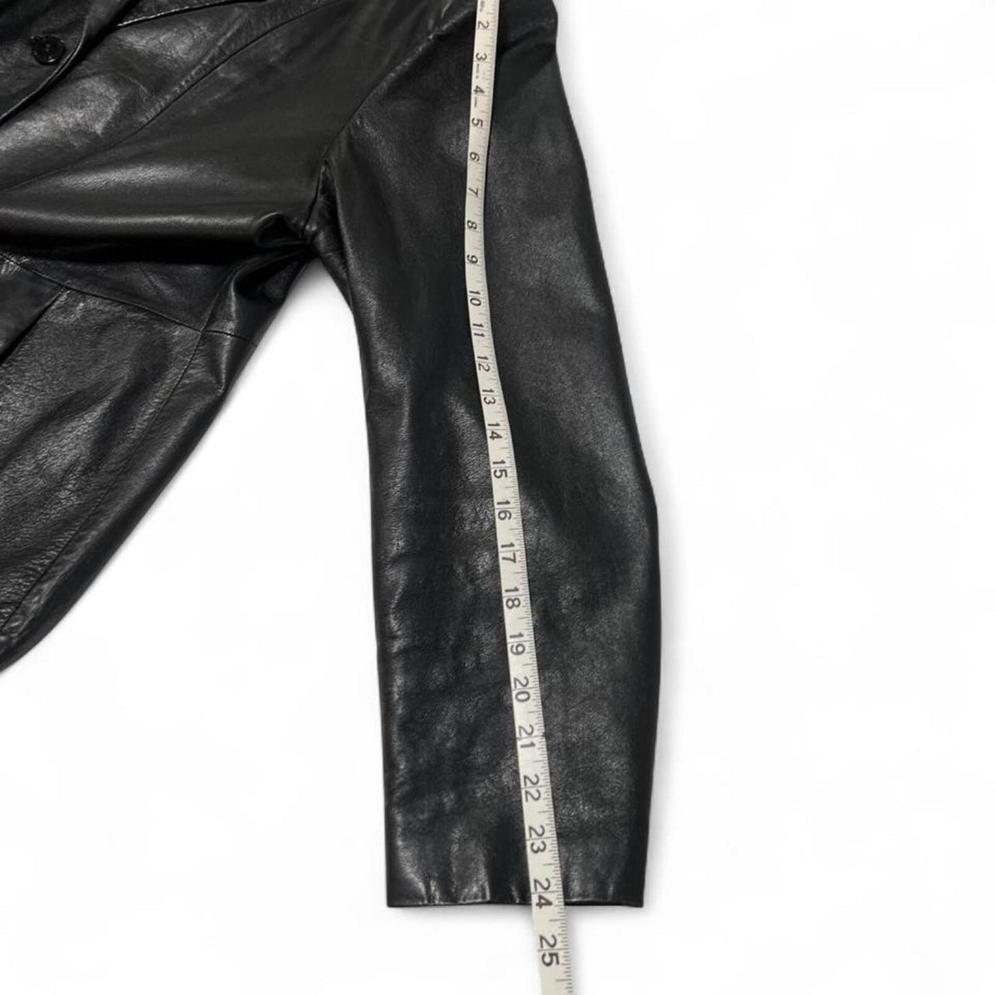Vintage 90s Wilsons Leather Black Blazer Jacket Y2K Minimal