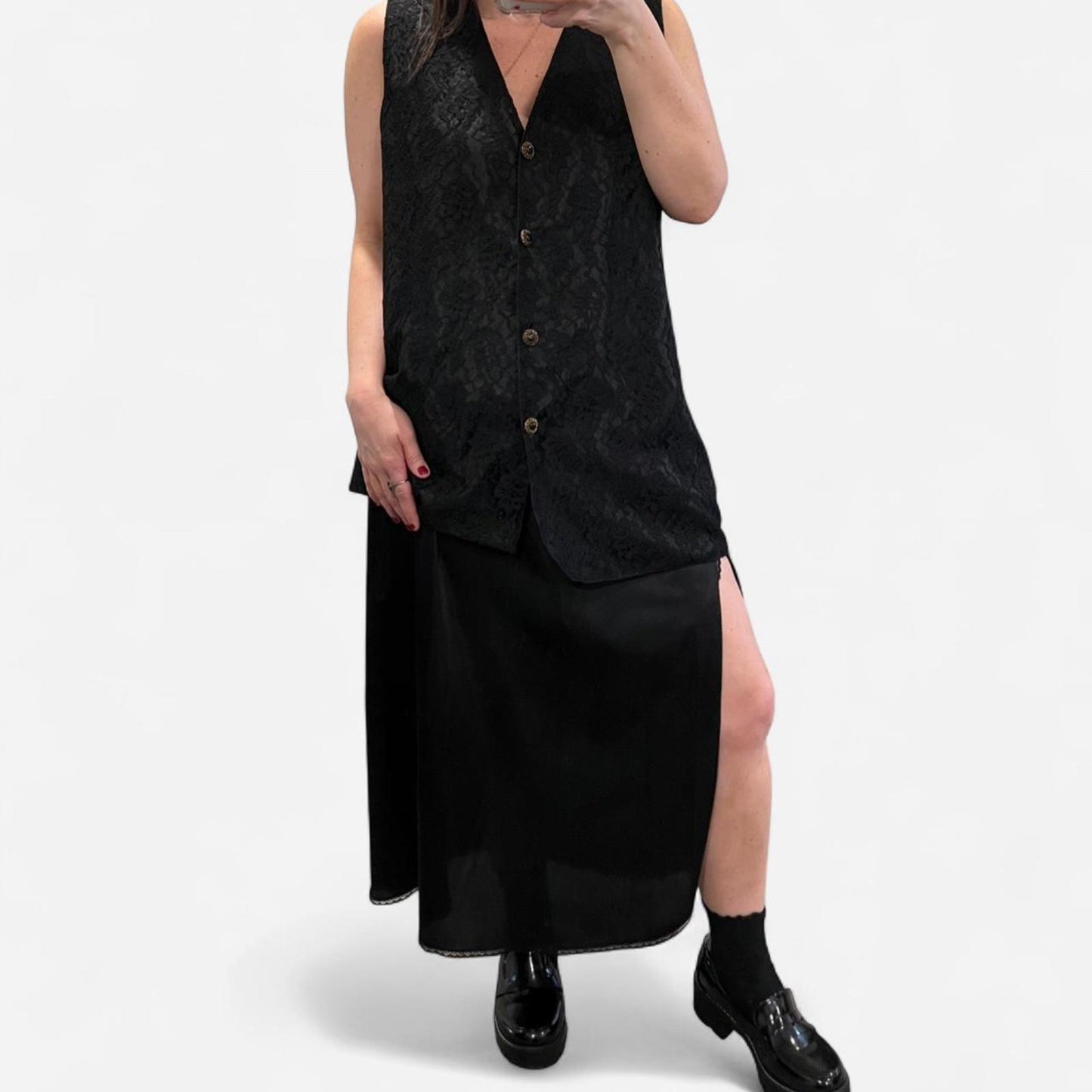 Vintage Black Slip Skirt