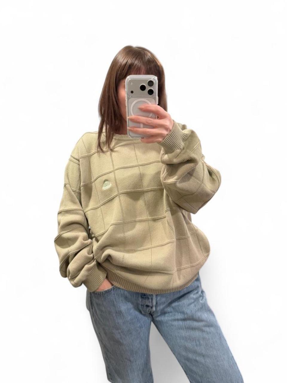 Vintage 90s IZOD Light Green Grid Knit Sweater