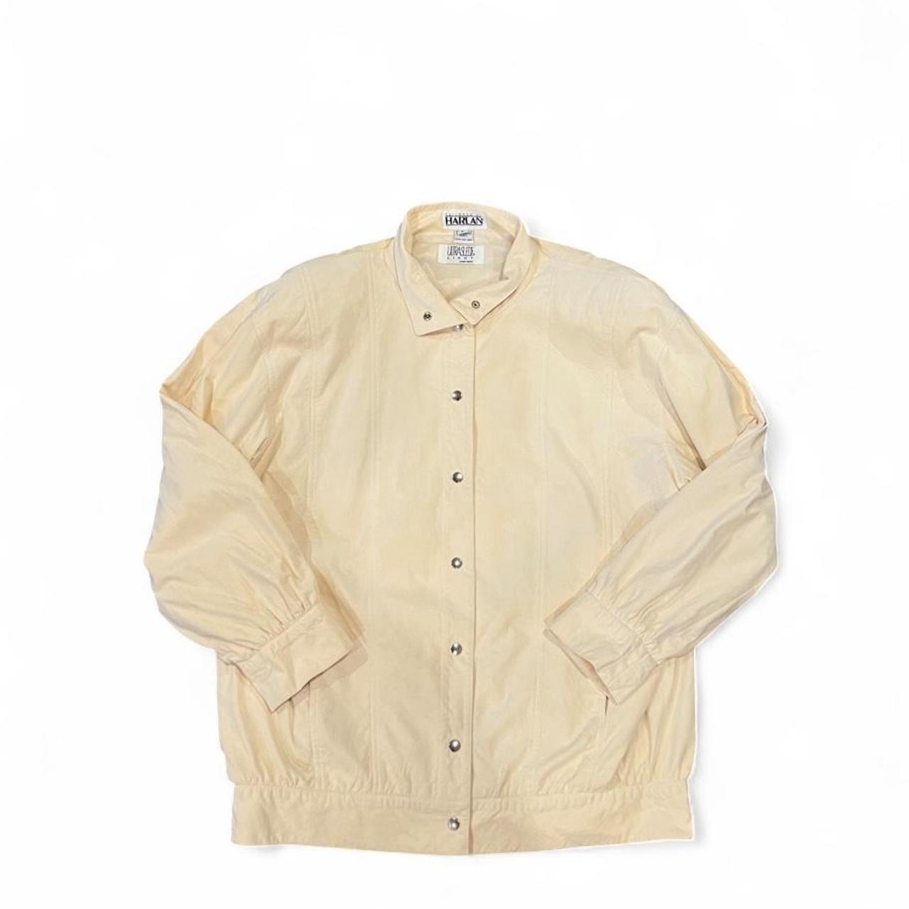 Vintage 90s Buttery Cream Ultrasuede Bomber Jacket Snap Front Minimalist L