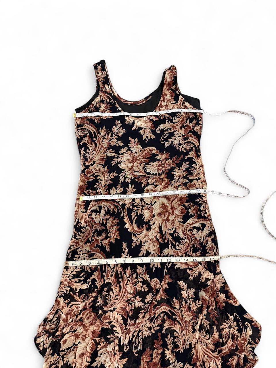 Vintage Romantic Goth Floral Beaded Maxi Dress