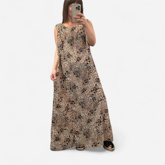 Y2K Leopard Floral Maxi Dress Plus Size 1