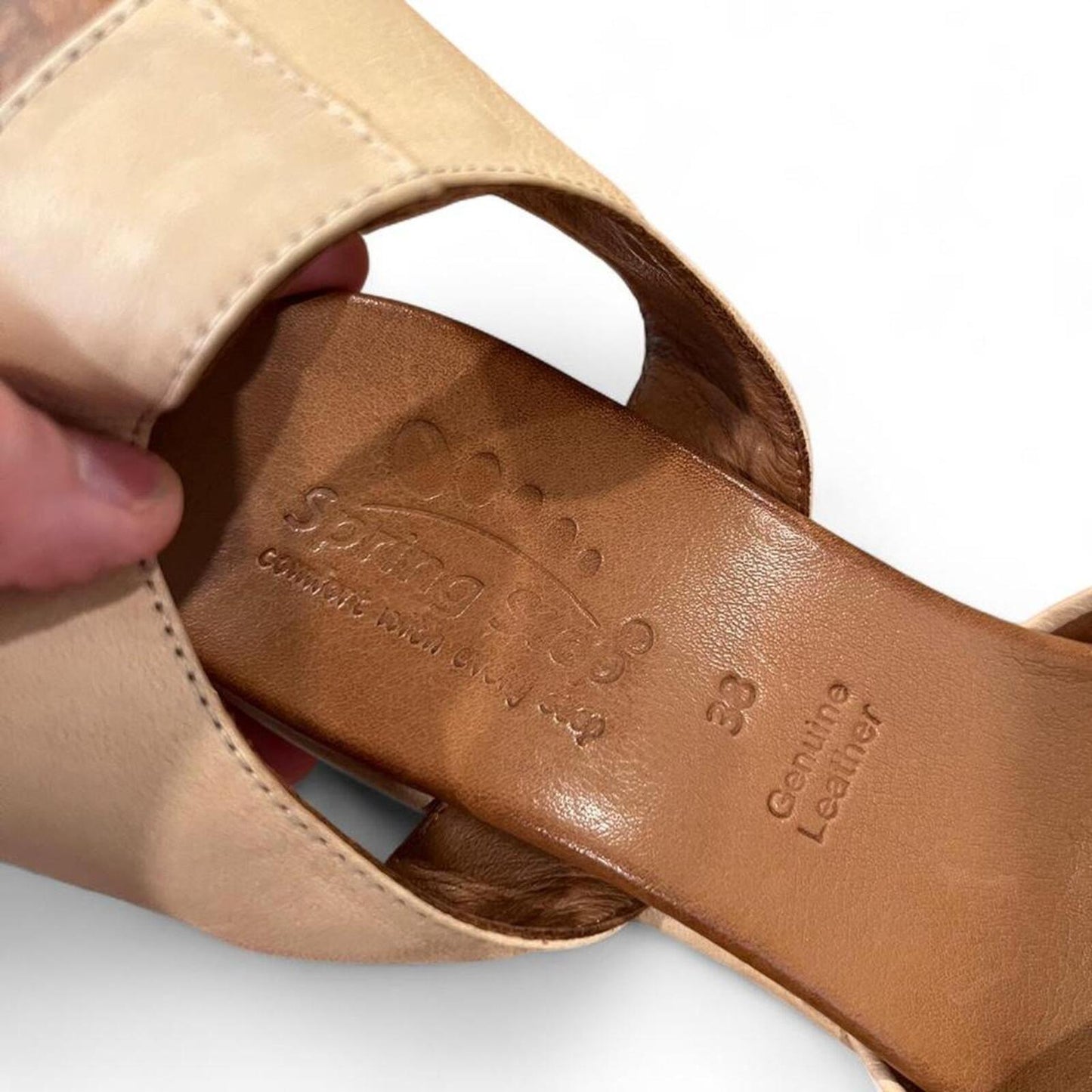 Vintage Minimal Leather Wedge Sandals