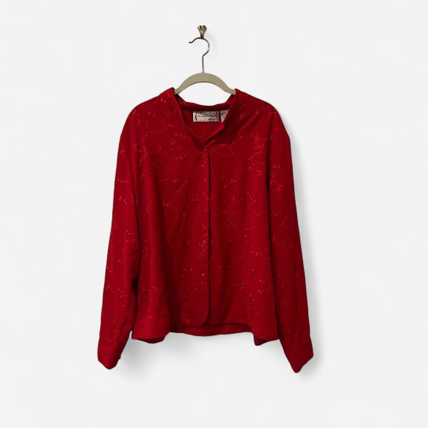 Vintage Red Embroidered Blouse
