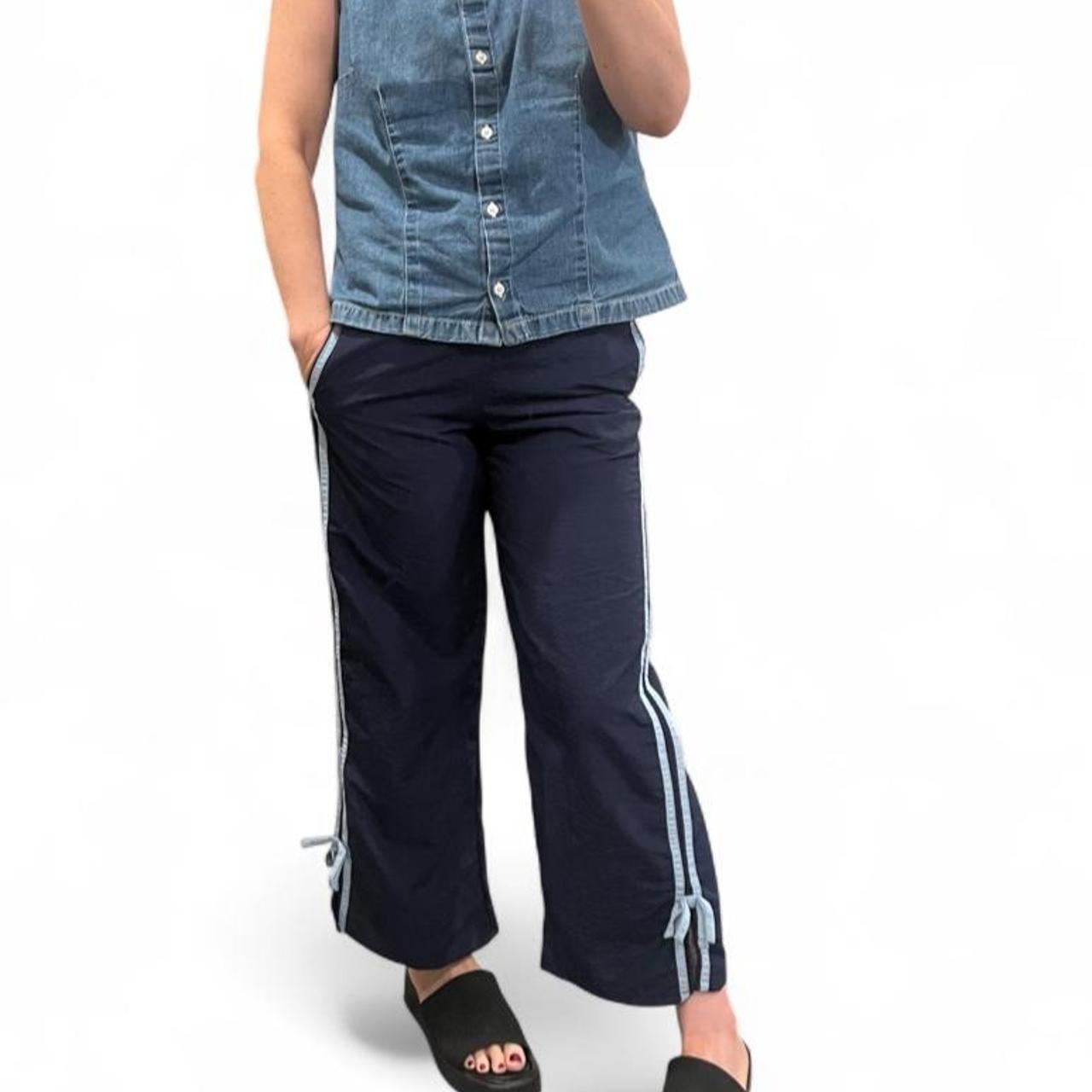 Y2K Navy Side Stripe Capri Track Pants