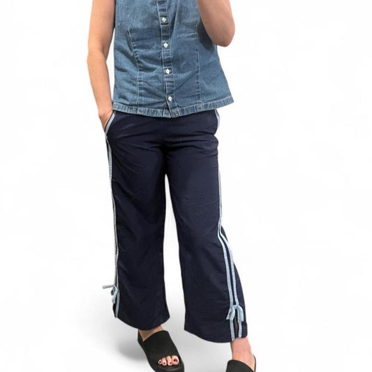 Y2K Navy Side Stripe Capri Track Pants