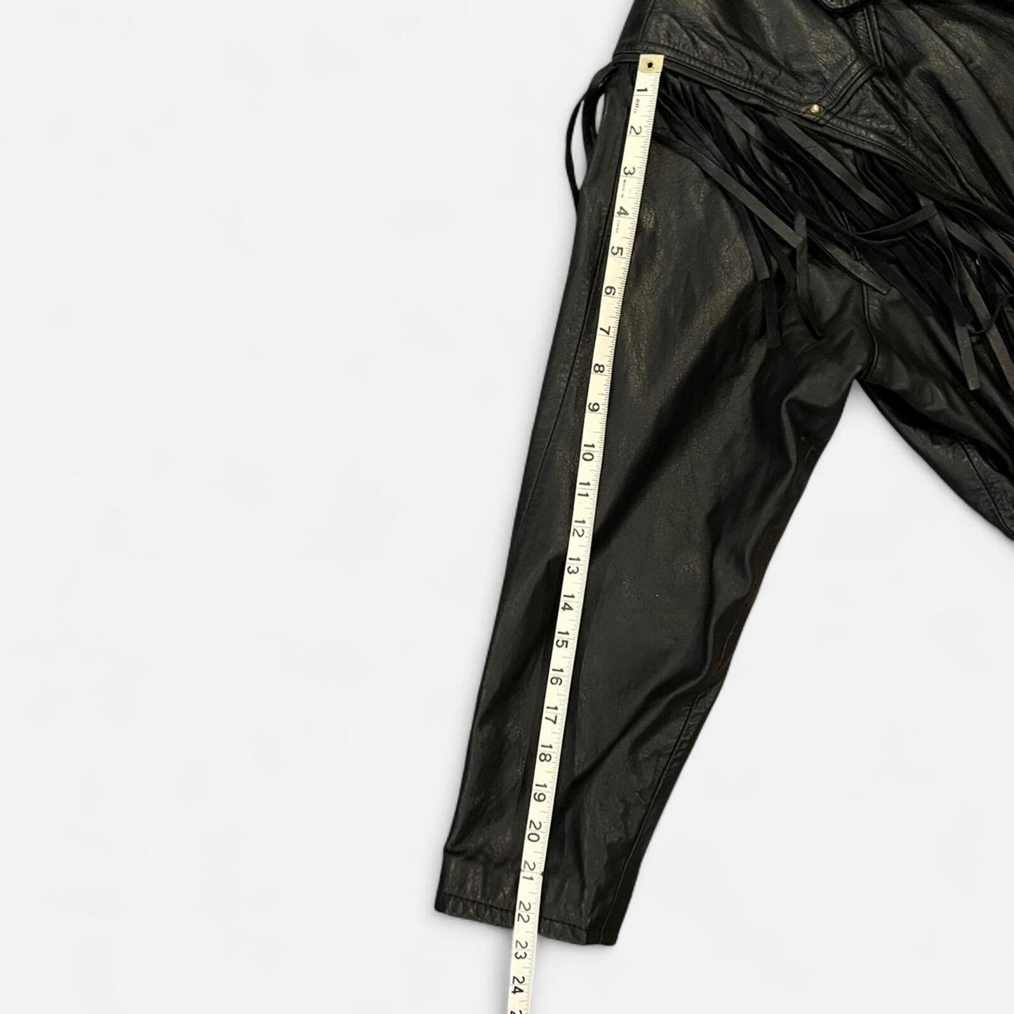 Vintage 90’s fringe leather jacket western biker oversized black