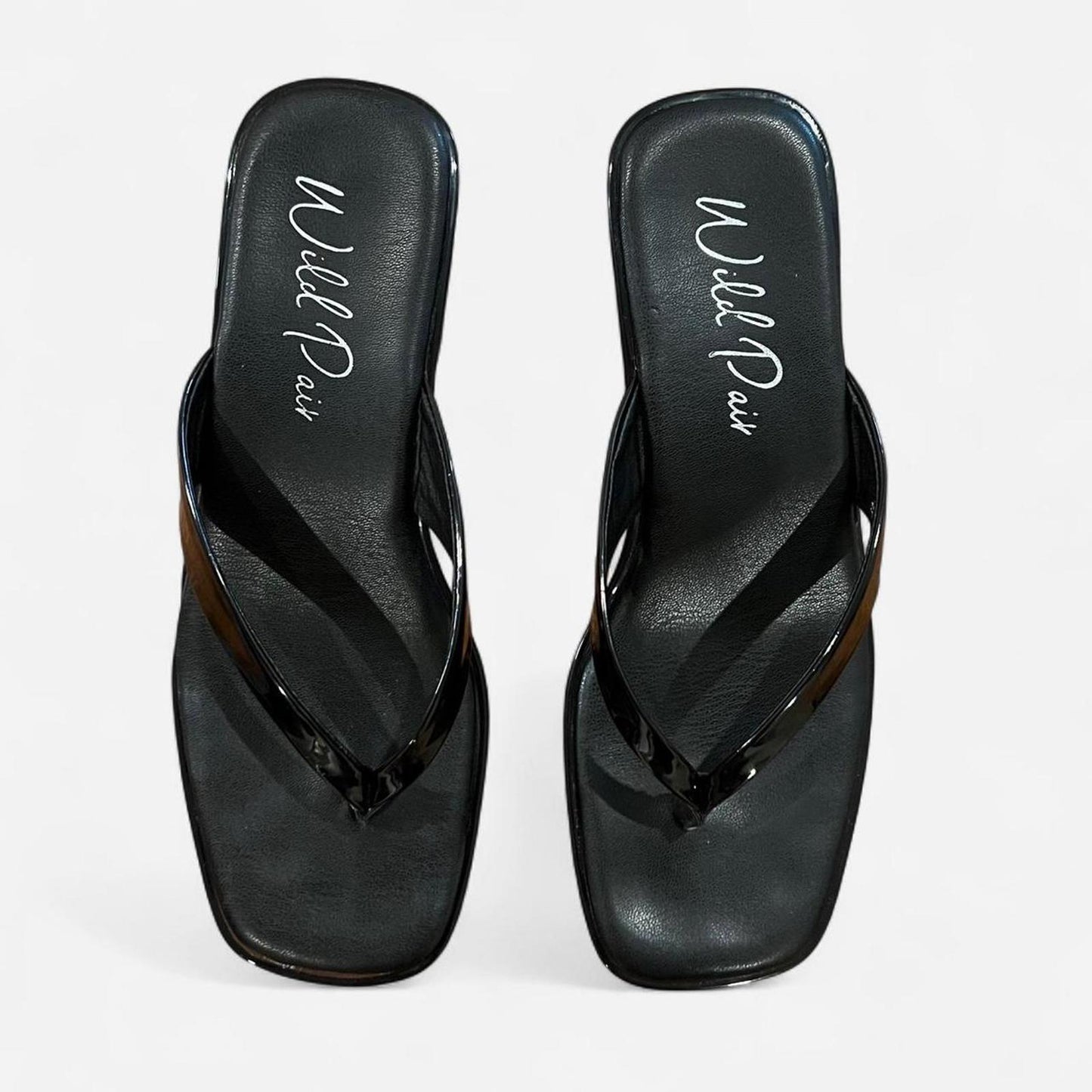 Y2K Black Platform Flip Flop Heels Size 7