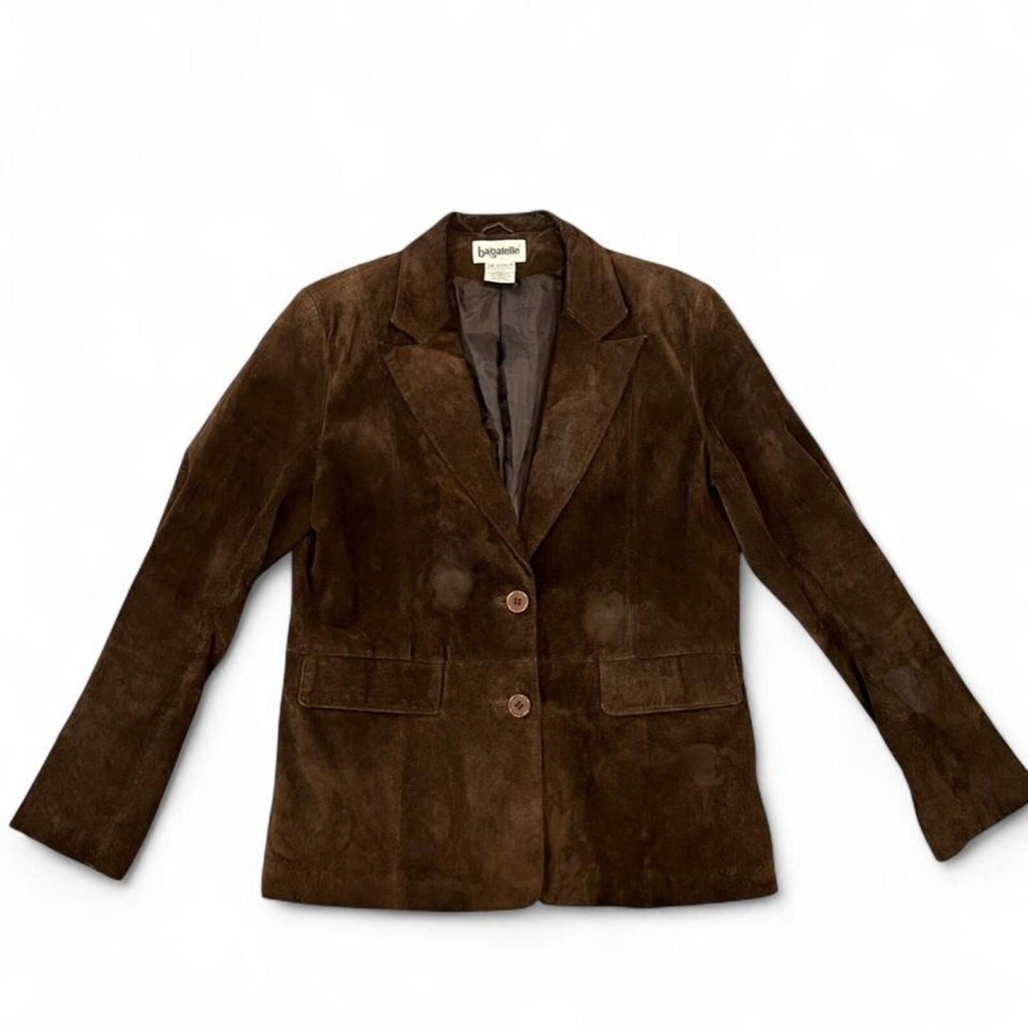 Vintage Brown Suede Leather Blazer Jacket 90s Minimalist Boho
