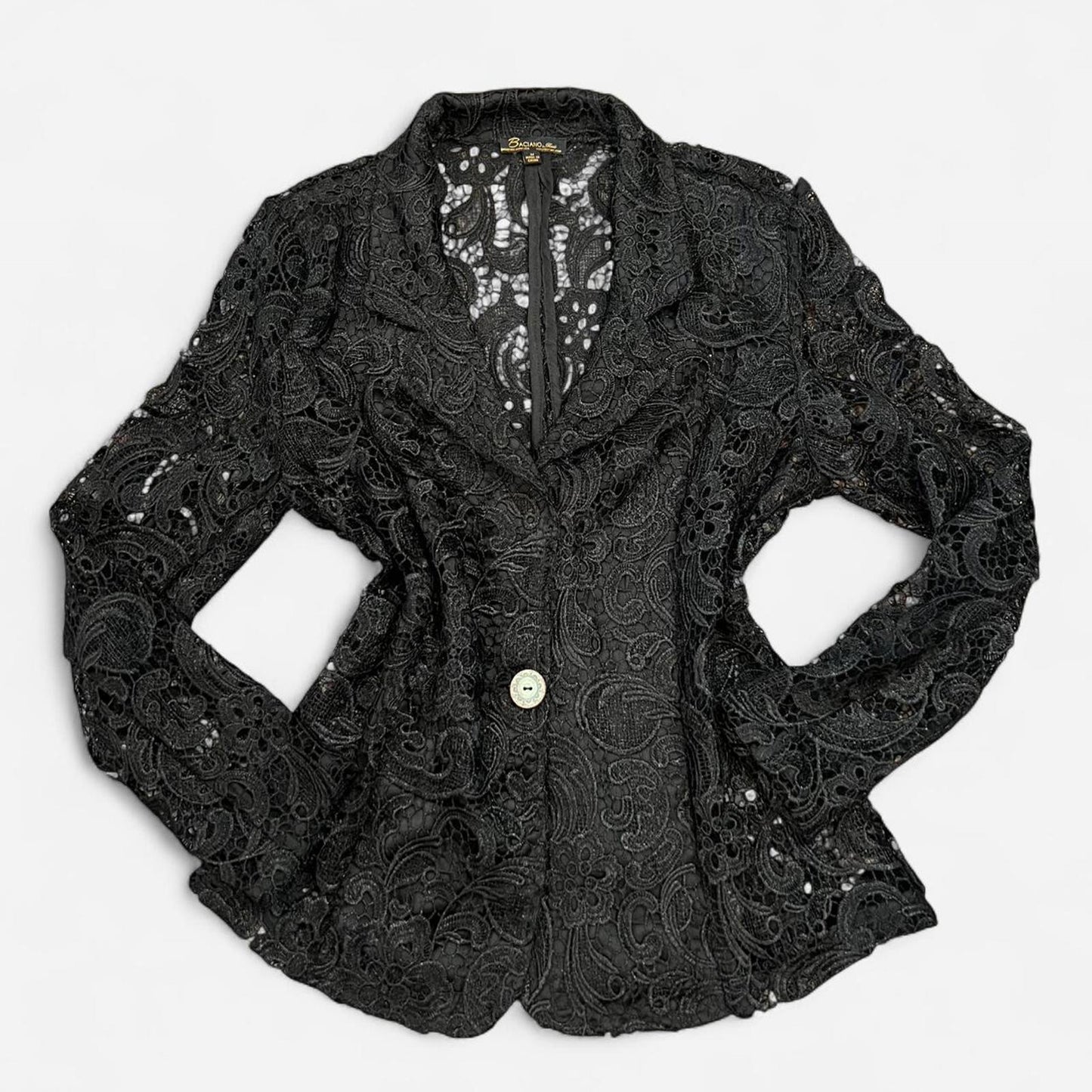 Y2K Vintage Black Lace Blazer Blouse