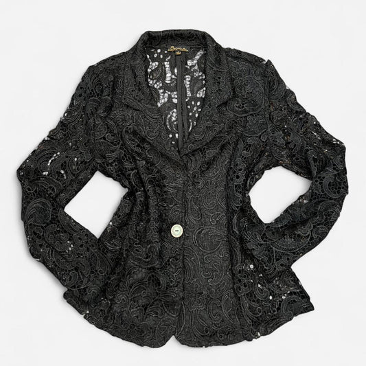 Y2K Vintage Black Lace Blazer Blouse