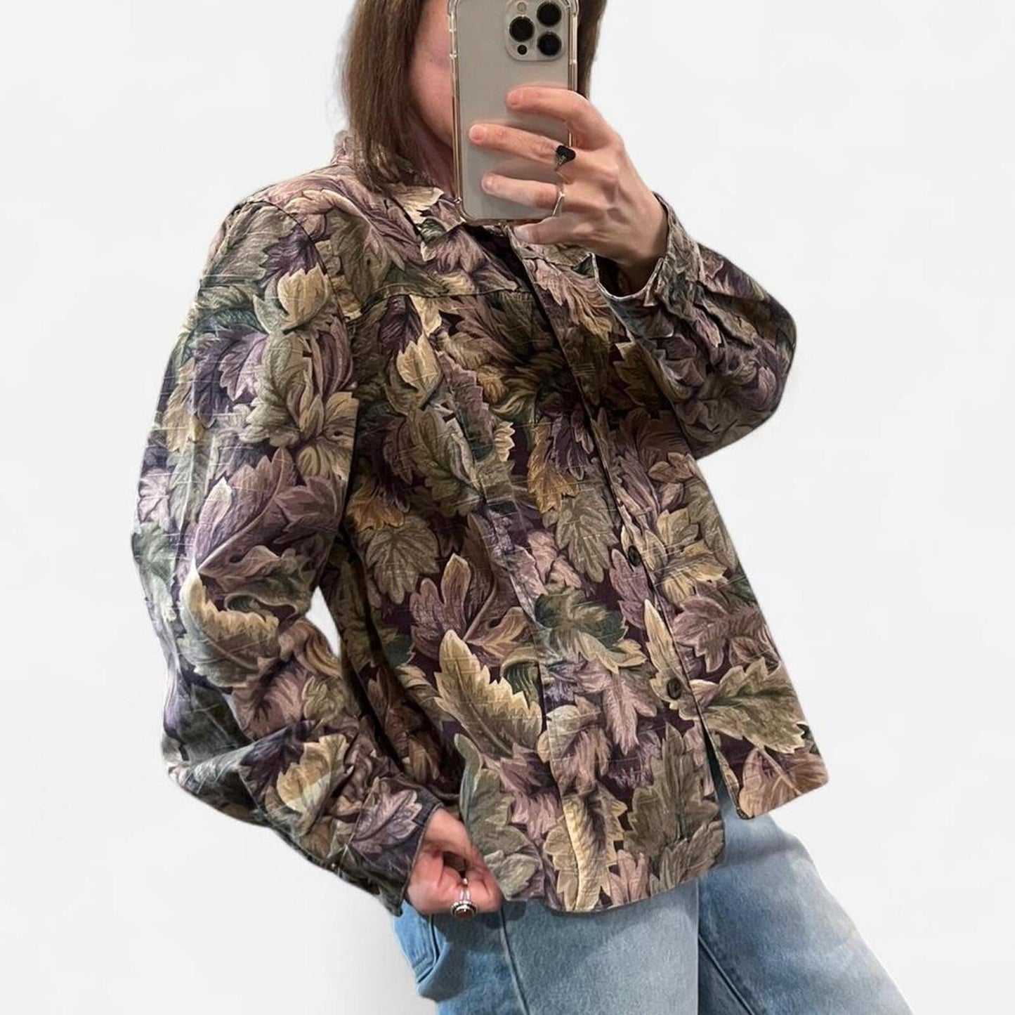 Vintage 90’s Leaf Print Denim Jacket