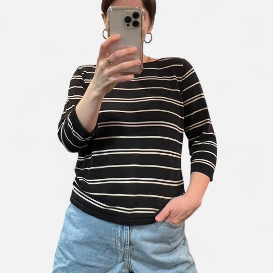 Vintage Talbots Silk Stripe Top 90s Minimalist
