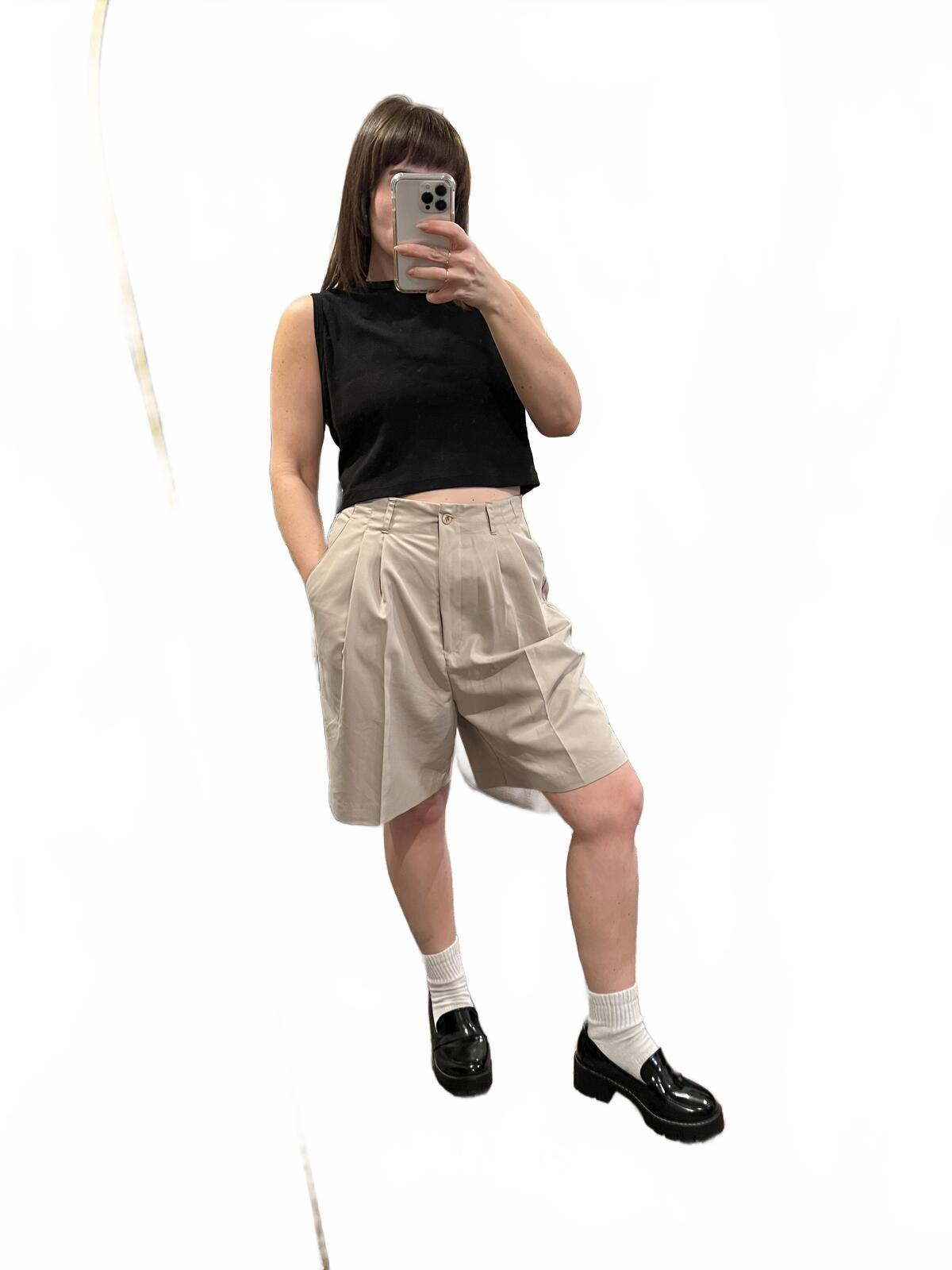 Vintage Pleated Khaki Shorts
