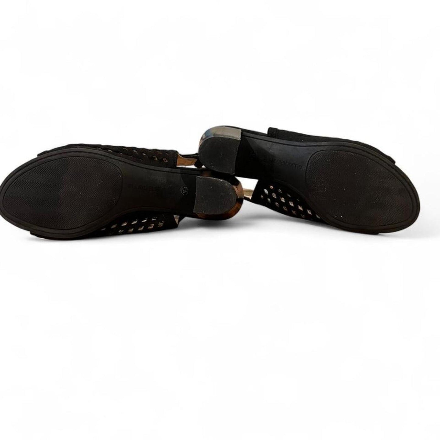 Black Cutout Block Heel Sandals (Size 7)