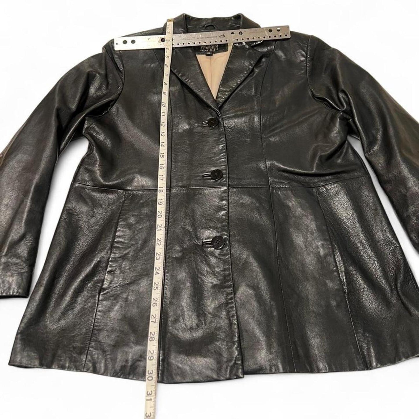 Vintage 90s Wilsons Leather Black Blazer Jacket Y2K Minimal