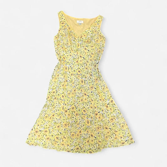 Y2K Yellow Floral Sleeveless Fit & Flare Midi Dress