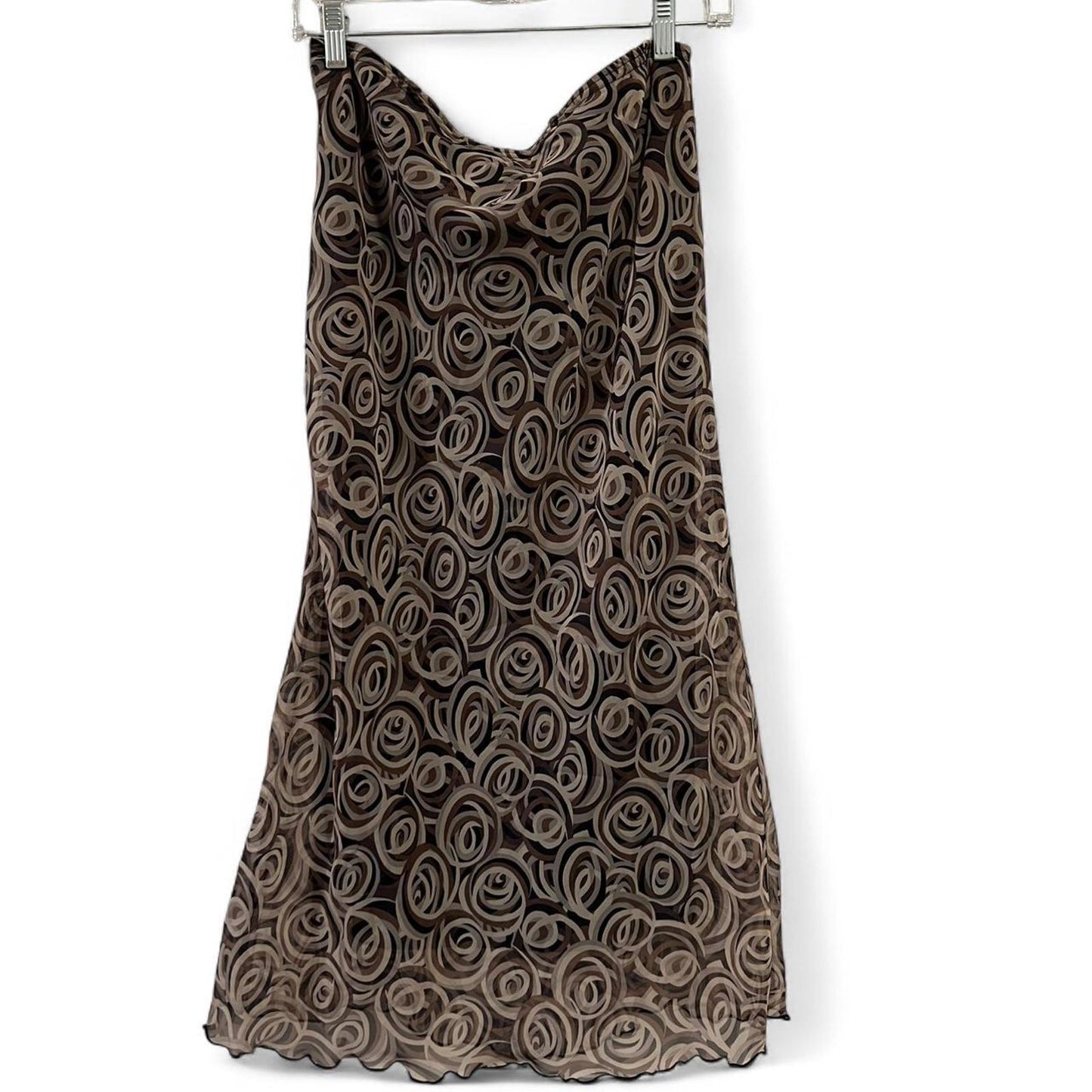 Vintage 90s Sheer Swirl Mesh Midi Skirt