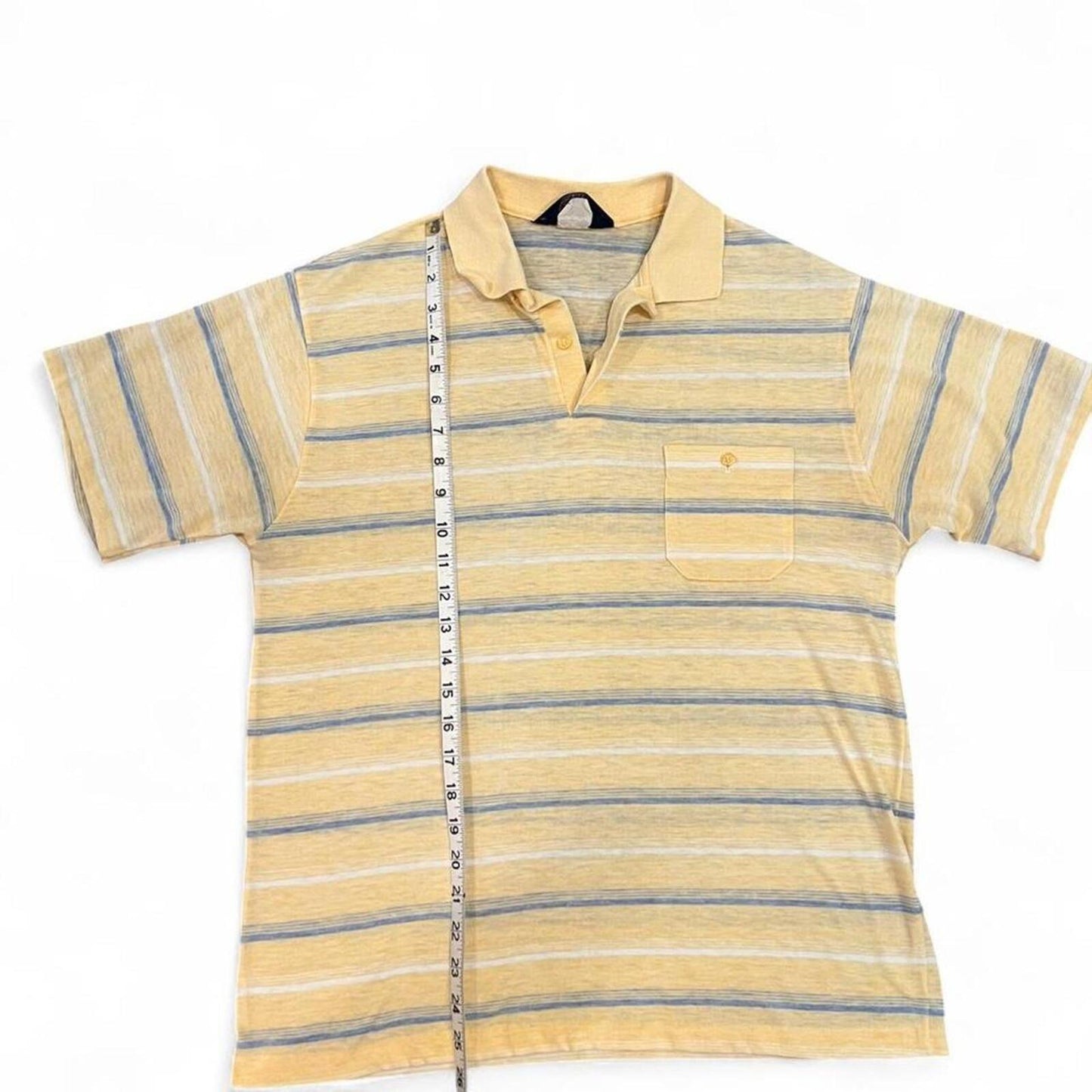 Vintage 90’s Striped Polo Shirt Yellow Blue Soft Cotton Medium