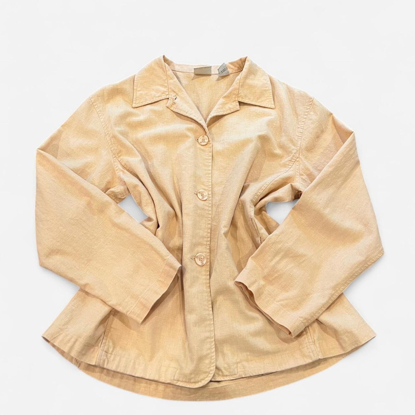 Vintage Butter Yellow Linen Blend Minimal Jacket
