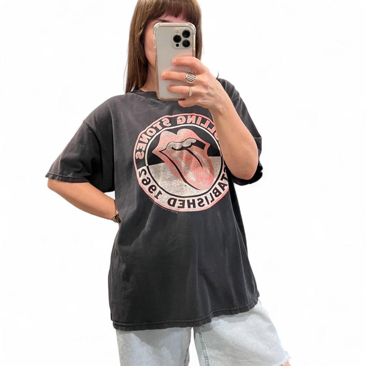 Vintage Y2K Rolling Stones Band Tee Black Faded Graphic T Shirt
