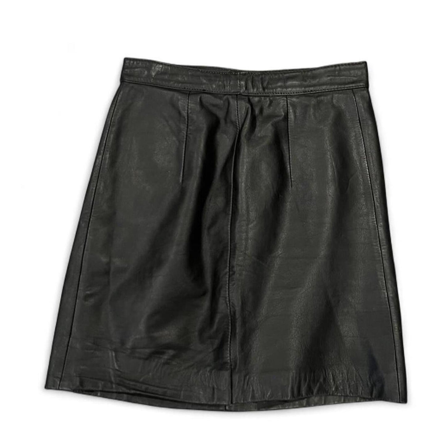 Vintage Black Leather Mini Skirt Genuine Leather Y2K 90s