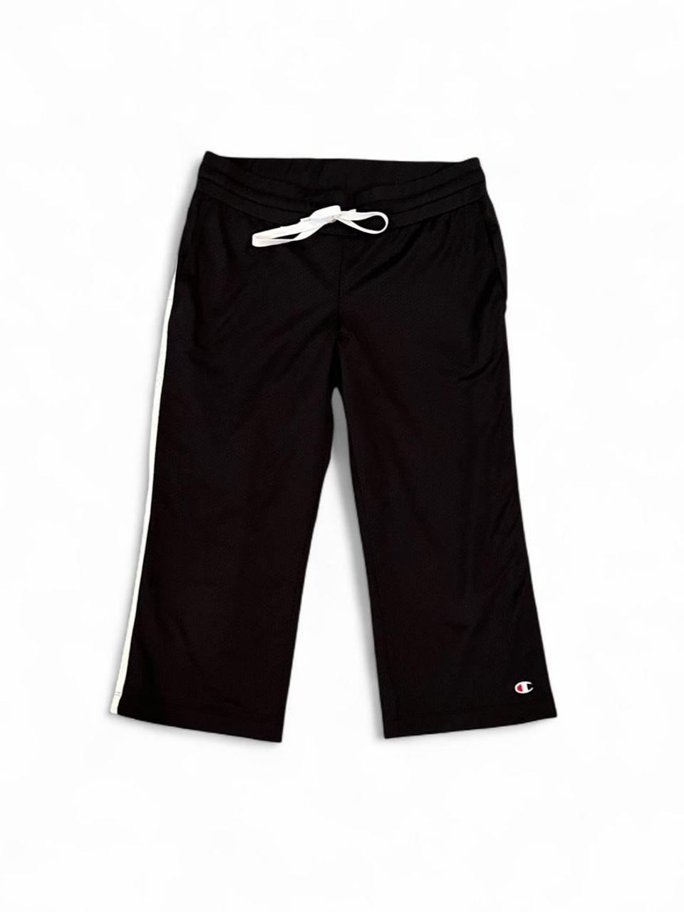 Y2K Black Side Stripe Cropped Track Pants XS