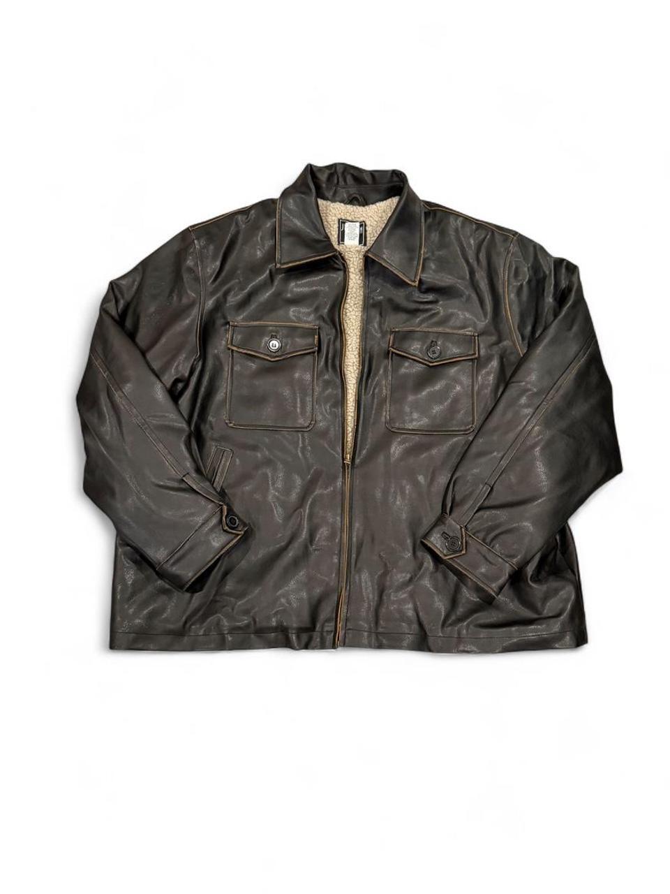 Vintage Faux Leather Sherpa Lined Jacket