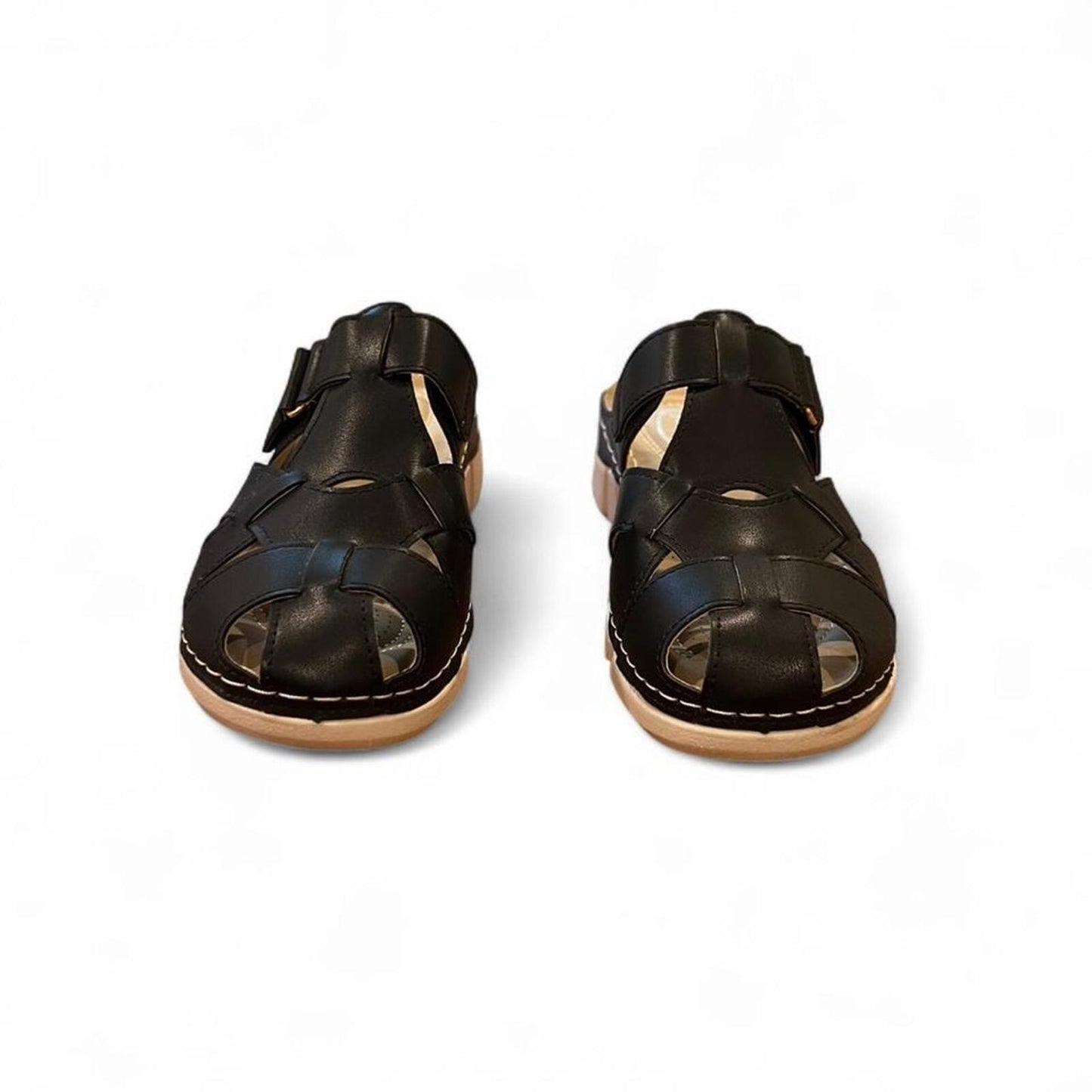 Black Fisherman Sandals Chunky Comfort Slides